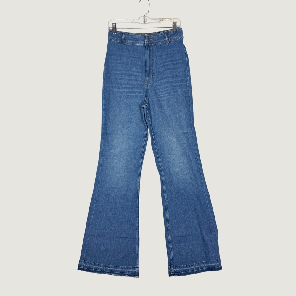 We The Free Womens High Rise Flare Jeans Medium Wash Blue Raw Hem Size 27 - Picture 2 of 7